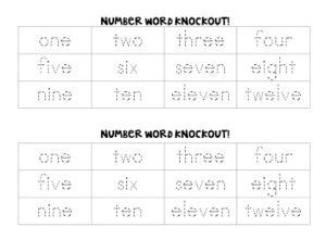 Number-Word-Knockout - Teacher Idea Factory